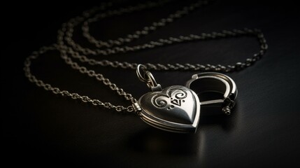A chain with a tiny heart-shaped locket, perfect for holding a special memory Generative AI