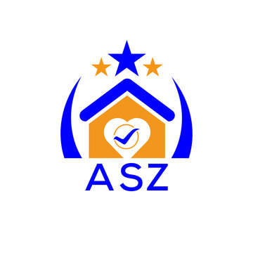 ASZ House logo. KJG Letter logo and icon. Blue vector image on white background. KJG house Monogram home logo picture design and best business icon. 
