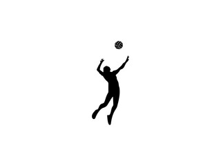 volleyball girl in action. jumping player. woman volleyball player. vector Images of female volleyball silhouettes spiking and setting ball.