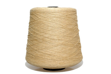 Gray babin with linen thread. For knitting various products from yarn.