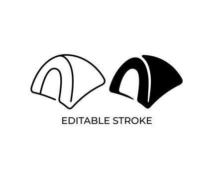 Tourist tent, tent, bivvy, bivouac and bivy, editable stroke, silhouette and linear design. Campaign, camp, hike, hiking, tourism and travel, vector design and illustration