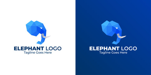 Elephant Low Poly Logo Design. Polygonal Design. Geometric Design. Modern Logo