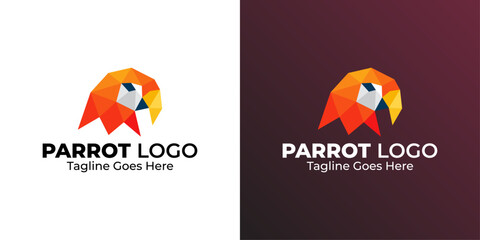 Parrot Low Poly Logo Design. Polygonal Design. Geometric Design. Modern Logo