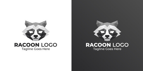 Racoon Low Poly Logo Design. Polygonal Design. Geometric Design. Modern Logo