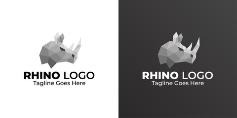 Rhino Low Poly Logo Design. Polygonal Design. Geometric Design. Modern Logo