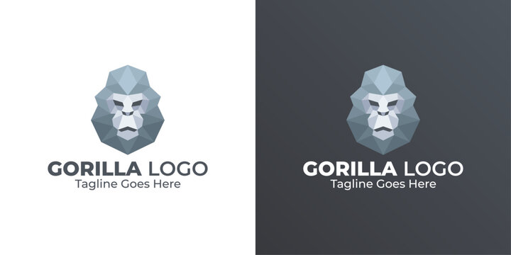 Gorilla Low Poly Logo Design. Polygonal Design. Geometric Design. Modern Logo
