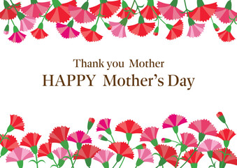 母の日カーネーション タイトル バナー フレーム /白地