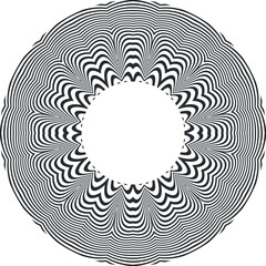 Abstract rotated black and white lines.vortex form. Geometric art. Design element. Digital image with a psychedelic stripes.Design element for prints, web, template