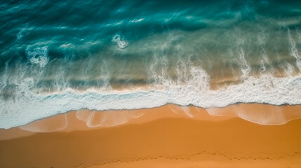 Top view aerial image from drone of an stunning beautiful sea landscape beach with turquoise water. Beautiful Sand beach with turquoise water. AI Generated