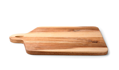 New wooden kitchen board on white background