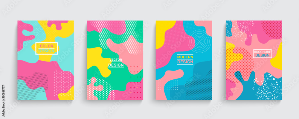 Poster abstract funny posters, cool textures. children trend doodles, hipster color picture. geometric patt