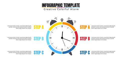 Infographic Template Creative Colorful Alarm. Suitable for marketing presentation. Business presentation. Web infographic icon
