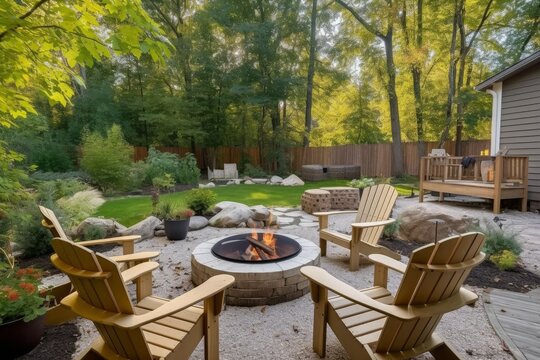 Backyard fire pit relax. Generate Ai