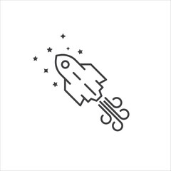 Inclined rocket icon. Startup vector icon. Rocket flat sign design. Rocket symbol pictogram. UX UI icon