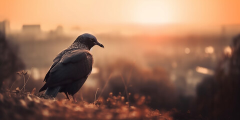 Fototapeta premium Moments of Zen: A Free Bird at Peace in the Sunset