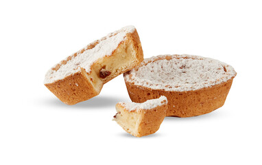 .bread custard Cake with cut out isolated on background transparent