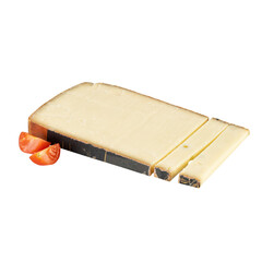 cheese with tomato cut out isolated on background transparent