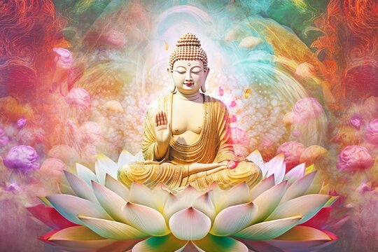 Buddha lotus meditation. Generate Ai