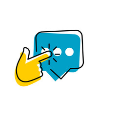 Chat message icon. Button, ui, web. Social media chat message. Hand click finger chat message icon vector