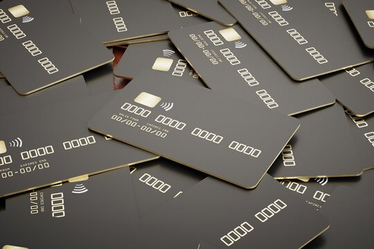 Many credit cards are black. 3D render
