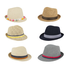 Bucket hats with brim to protect against the sun with cut out isolated on background transparent