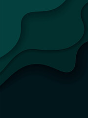 abstract green wavy background in paper cut-out style.  vector illustration, eps