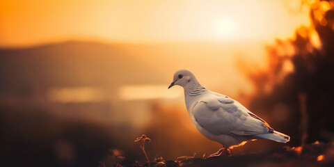 The Art of Relaxation: A Bird Taking in the Sunset