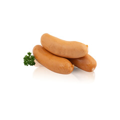 pile of sausages with cut out isolated on background transparent