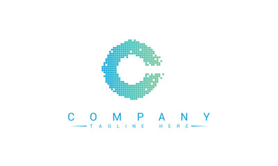 Pixel Letter C Logo Design Template