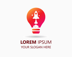 bulb rocket logo design template. speed idea logo vector