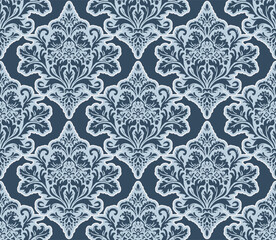Fototapeta premium Vector damask seamless pattern background. Classical luxury old fashioned damask ornament, royal victorian seamless texture for wallpapers, textile, wrapping. Exquisite floral baroque template. 