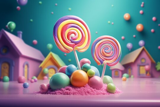 Colorful 3d lollipop. Generate Ai