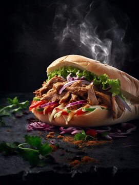 Döner Kebab vor schwarzem Hintergrund