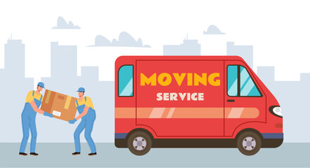 Logistic delivery truck cargo courier carry parcel package concept. Vector graphic design illustration
