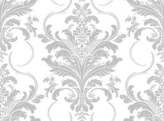 Vector damask seamless pattern background. Classical luxury old fashioned damask ornament, royal victorian seamless texture for wallpapers, textile, wrapping. Exquisite floral baroque template.	
