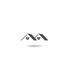 House with heart logo icon with shadow