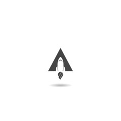 Triangle rocket logo icon with shadow