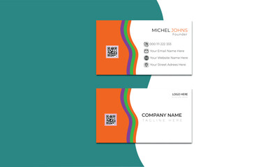 Modern and simple business card Template design On White Background with mixed color. 