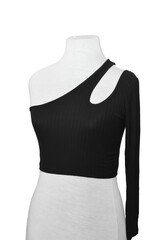 Black Color Block Long Sleeve T-Shirt on Mannequin