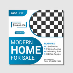 Vector real estate house property sale square banner or social media post 