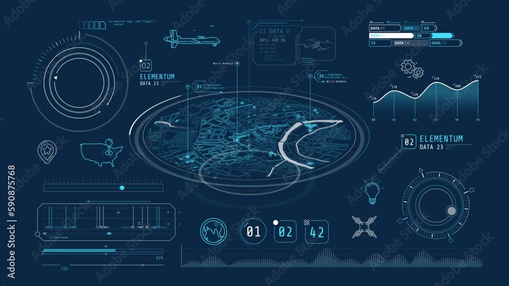 Canvas Prints animated infographics on the theme of geolocation and unmanned air vehicles.