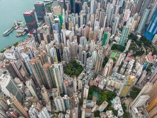 Top view of Hong Kong city in Sheung Wan