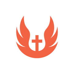 Wings freedom cross church creative logo