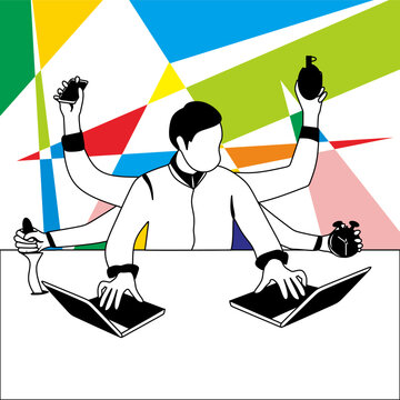 very multitalented worker illustration vector design