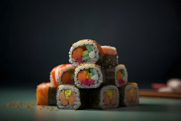 Vibrant and Delicious Sushi. Generative AI