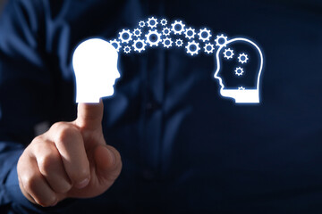 Knowledge sharing. Transferring. Brainstorming concept