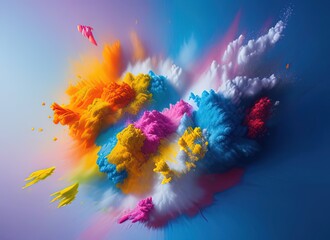 Multicolored powder. Explosion of multi-colored powder. Created by a stable diffusion neural network.