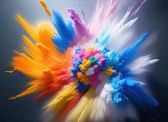 Multicolored powder. Explosion of multi-colored powder. Created by a stable diffusion neural network.