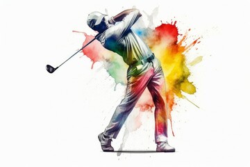 Golf player watercolor. Generate Ai