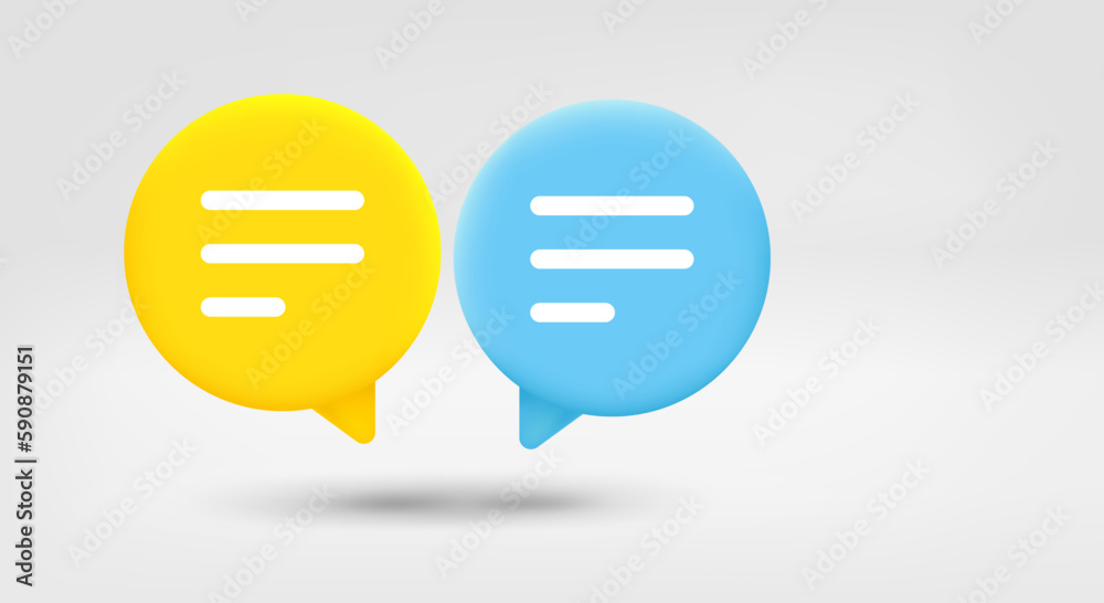 Poster Speech bubbles. Dialog concept. 3d vector banner with copy space